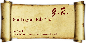 Geringer Róza névjegykártya